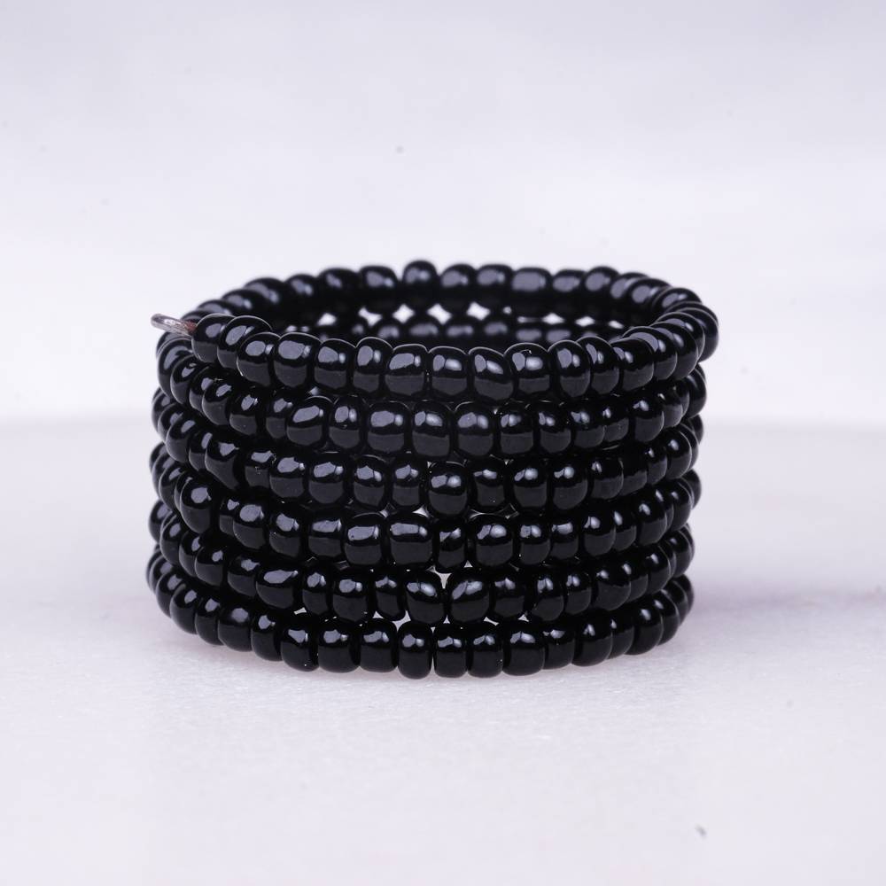 Black Spiral handmade Beaded Ring